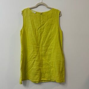 Bryn Walker Linen Sleeveless Tunic Dress Vibrant Yellow w/ Pockets